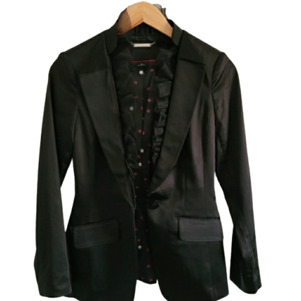 White House Black Market satin relaxed fit tuxedo blazer